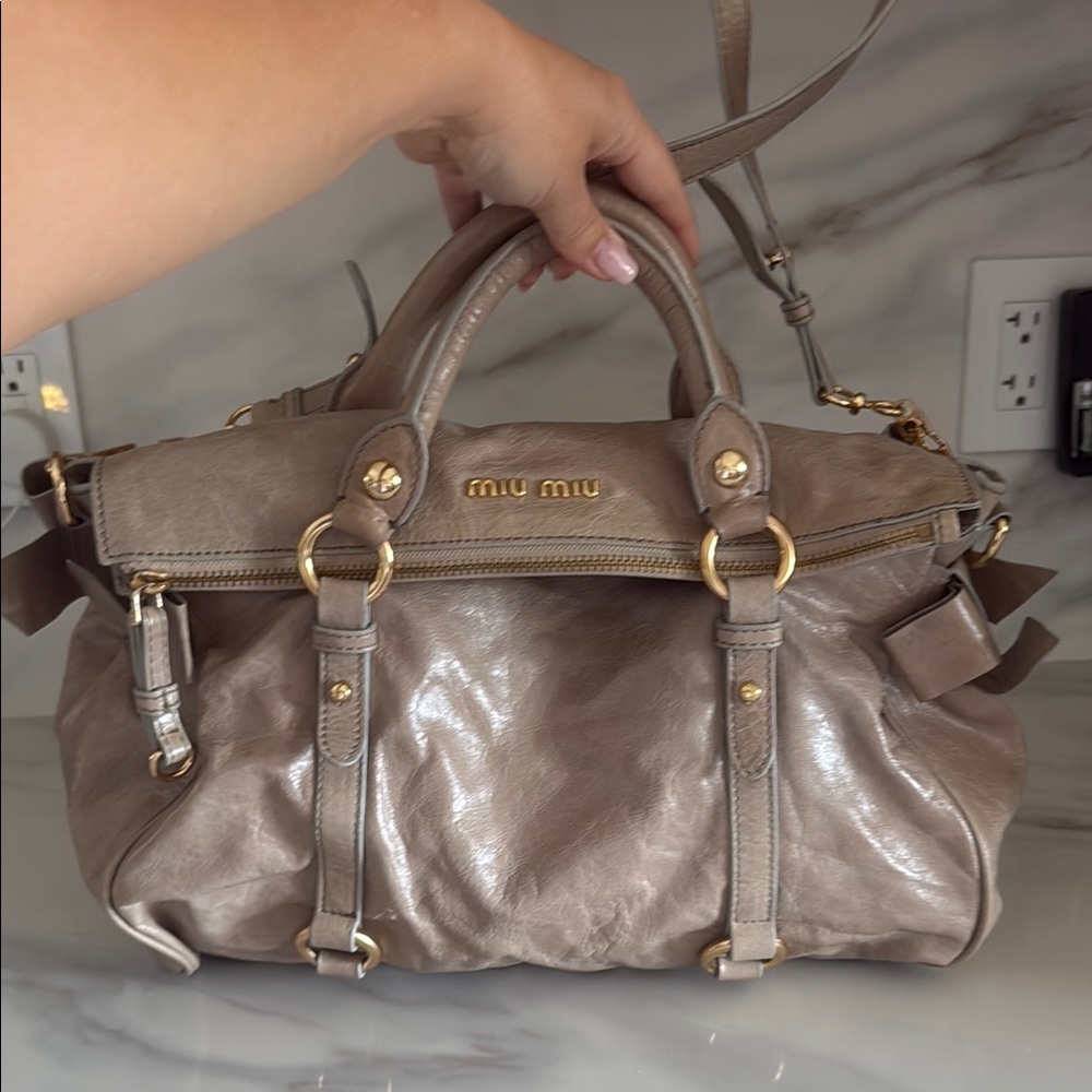 Source Unknown Tan Satchel with Relaxed Structure